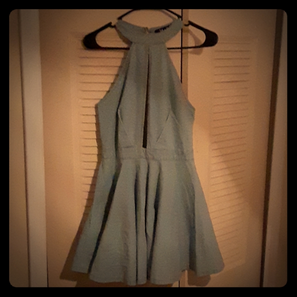 Blue jean halter mini dress